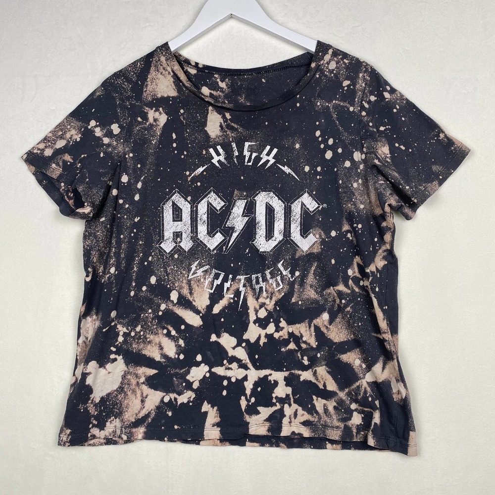 ACDC High‎ Voltage Graphic Custom Reverse Tie Dye Sz L Short Sleeve Band T Shirt